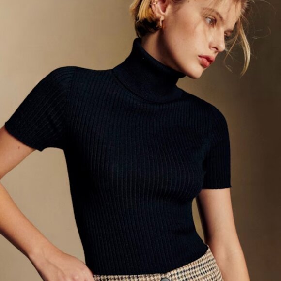 Sezane Edwin Ribbed Jumper In Black Size Medium - Picture 1 of 6